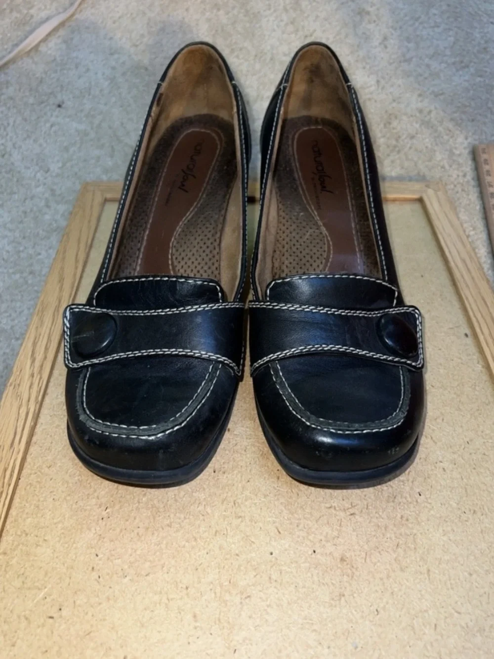 Natural Soul by Naturalizer Falna Black Leather‎ Loafers - Women's Size 7.5W
